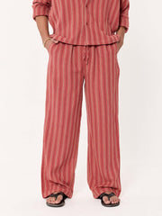 Red Clay Striped Gauze Pull-on Pants